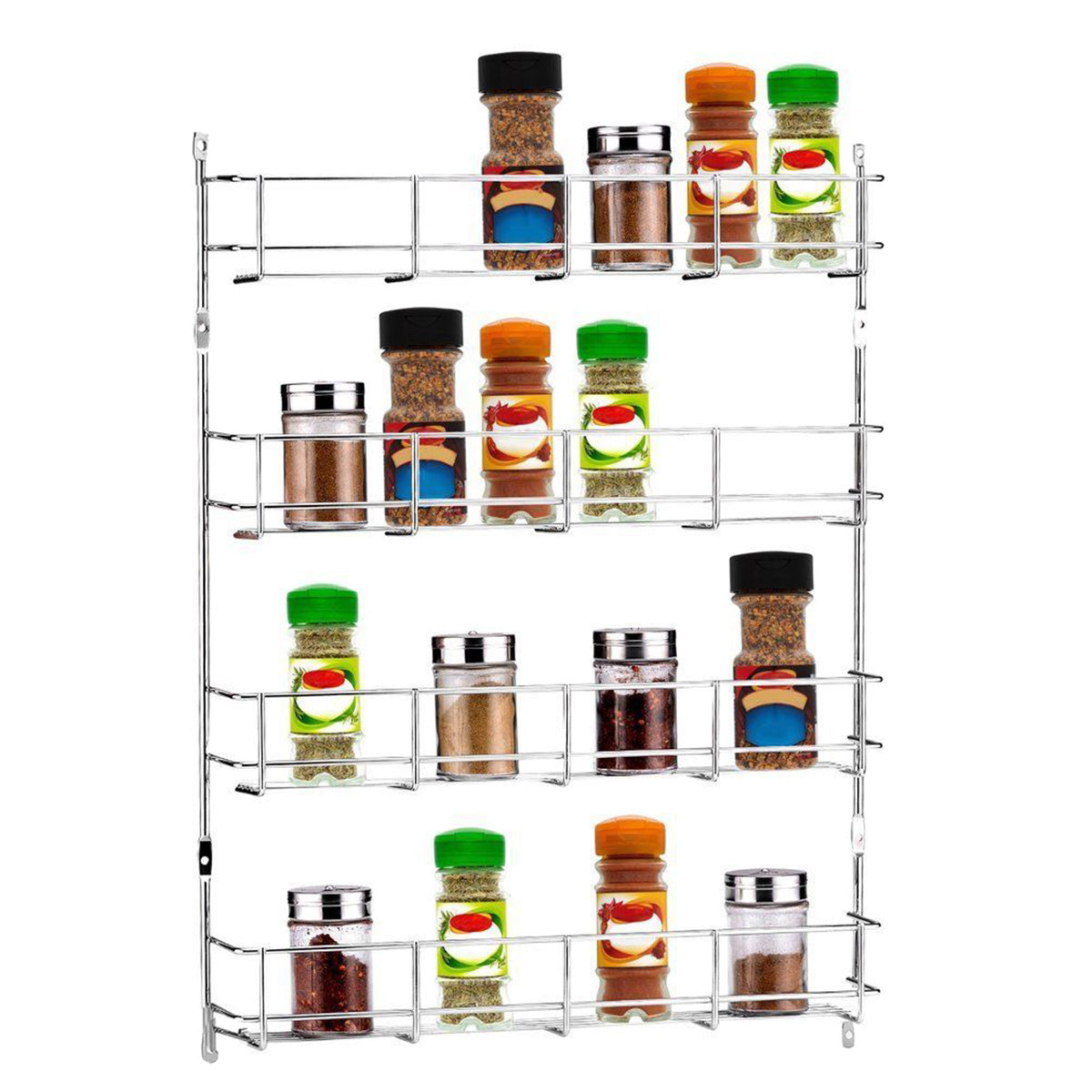 4 Tiers Kitchen Spice Jar Rack Wall Mount Storage Shelf