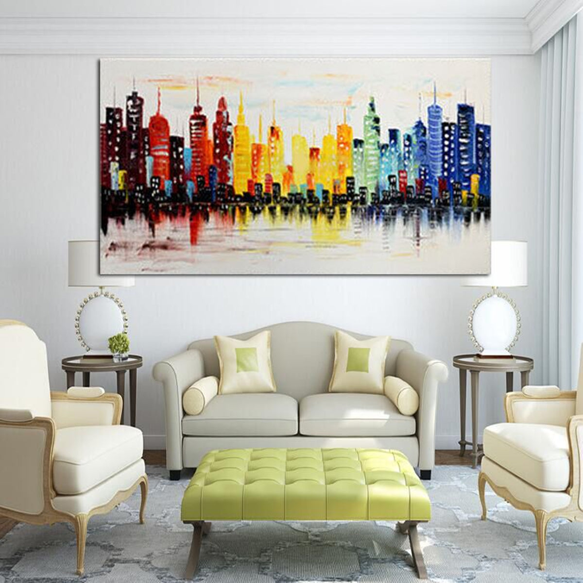 120X60CM Modern City Canvas Abstract Painting No Frame