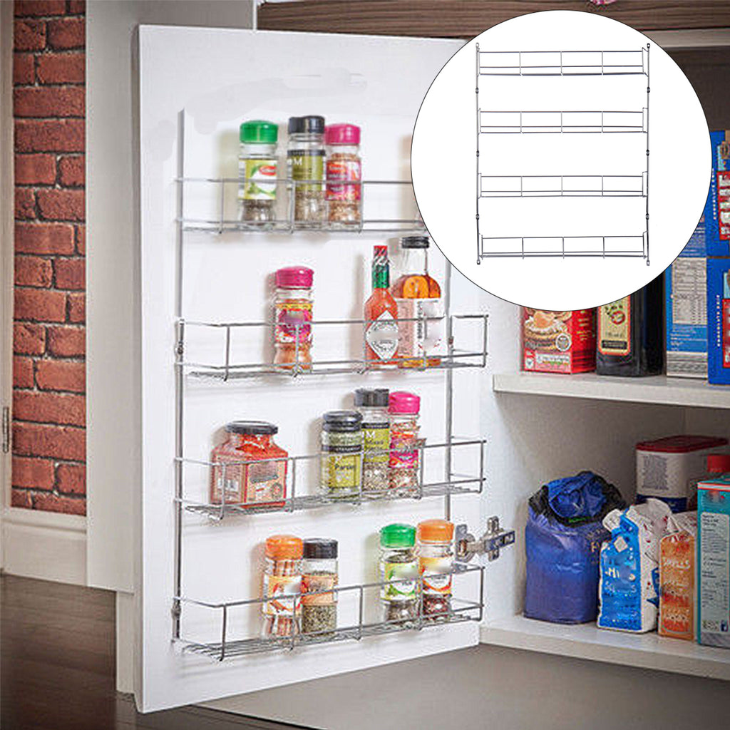 4 Tiers Kitchen Spice Jar Rack Wall Mount Storage Shelf